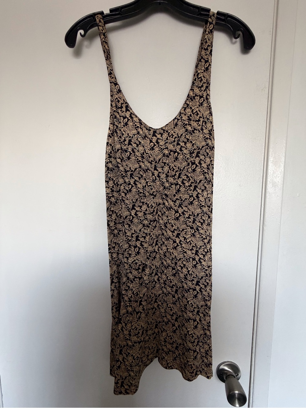 bebe Black Slip Dress with Tan Floral Print